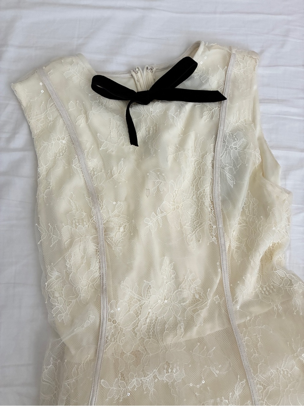 Lulus Charmaine Cream Lace Sleeveless Skater Mini Dress White - Size S - Picture 3 of 6